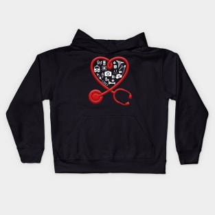 Nurse Valentine_s Day Heart Stethoscope Kids Hoodie